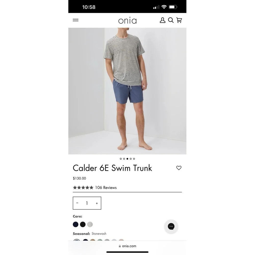 Onia The Calder Swim‎ Trunks Lined Shorts Mens 36x7 Blue Performance Drawstring - Picture 12 of 14